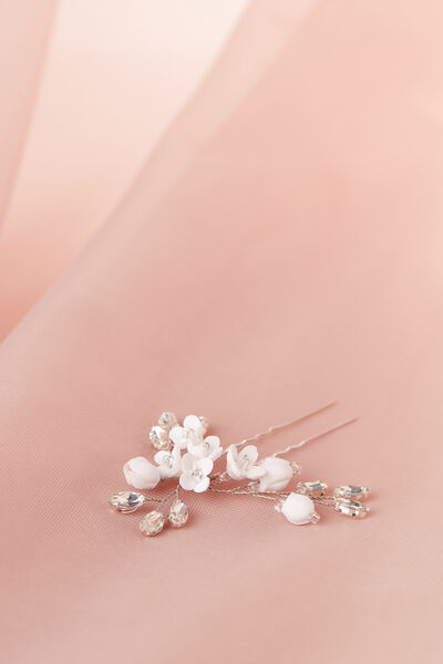 Hair pin with flowers and strass