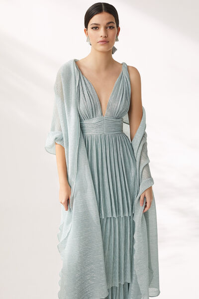 Pleated Lamé Jersey Stole - Party