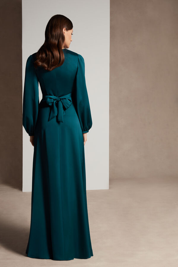Moroccan Satin Dress with Sleeves