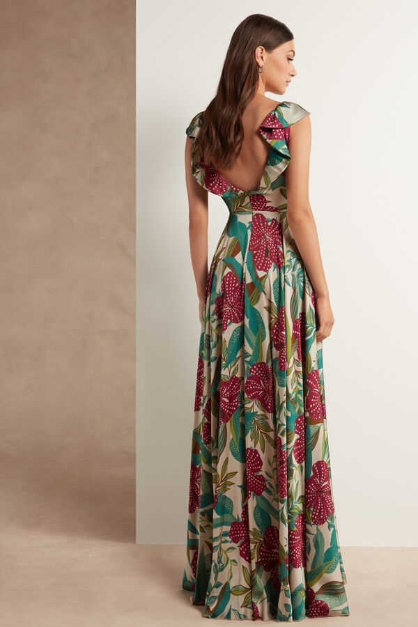 Floral print satin dress