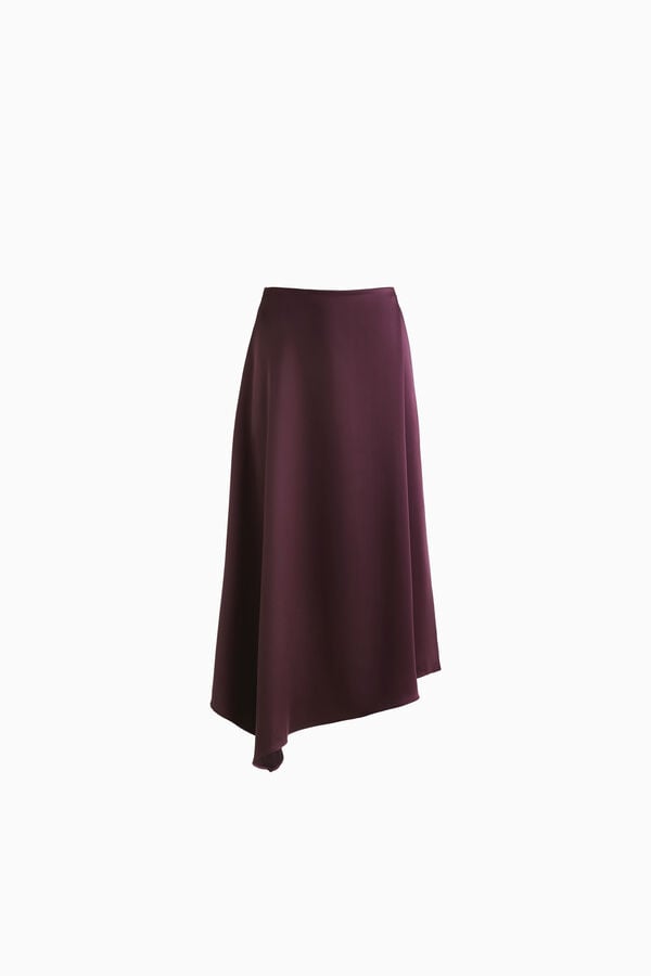 Asymmetrischer Midirock aus Satin
