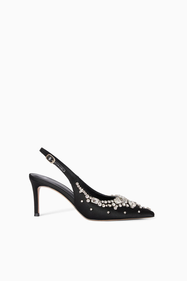 Slingback in raso ricamato