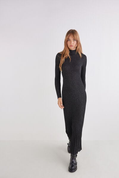 Robe longue en maille lam&eacute;e
