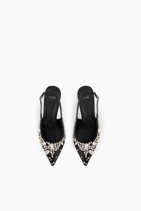 Slingback in raso ricamato
