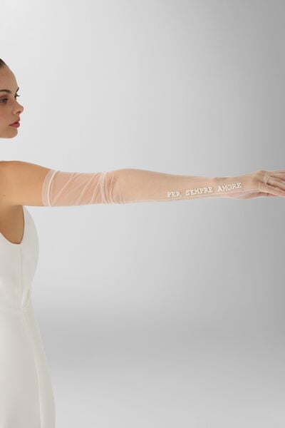 Tüllhandschuhe mit Stickerei