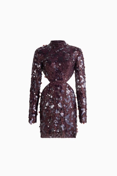 Minidress in paillettes con cut-out