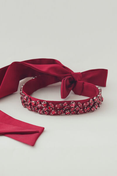 Embroidered satin Belt