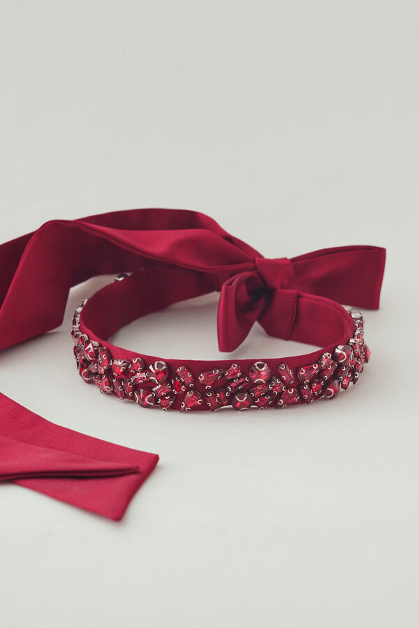 Embroidered satin Belt