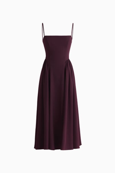 Midi dress with gathered skirt