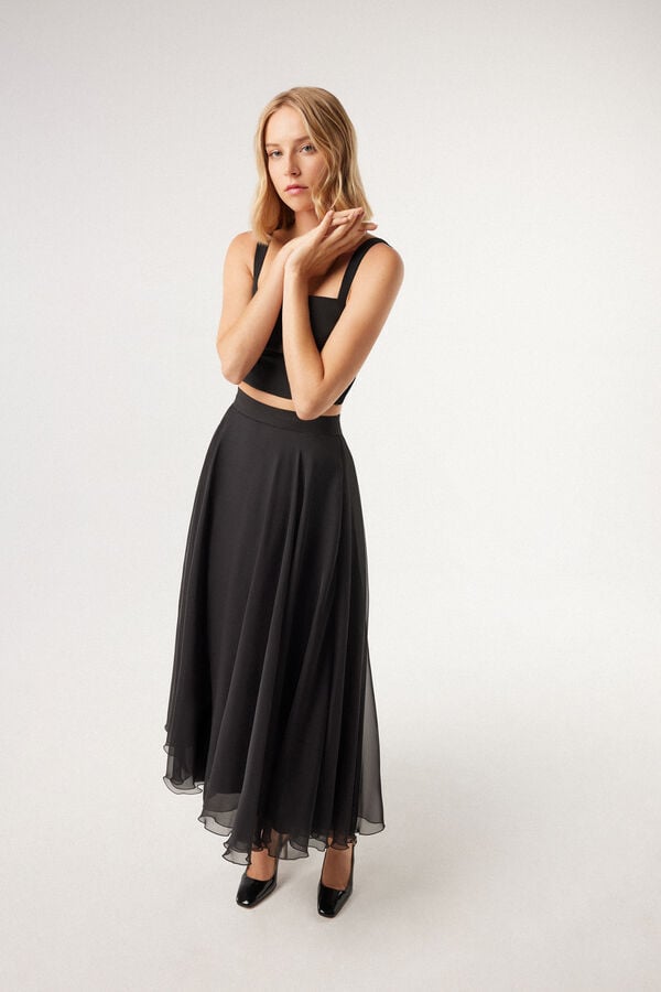 Jupe midi en chiffon
