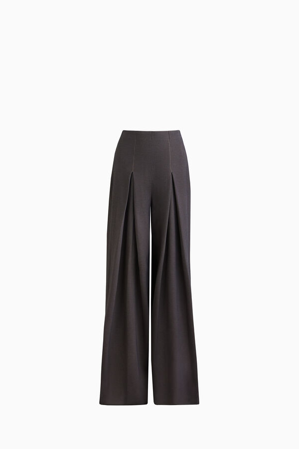 High-Waisted Punto Milano Twill Trousers