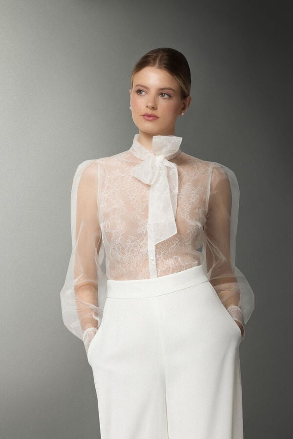 Organza-Hemd mit Schleife