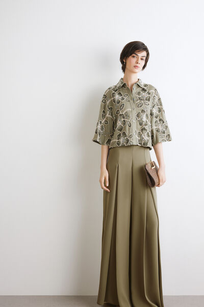 Camicia crop ricamata