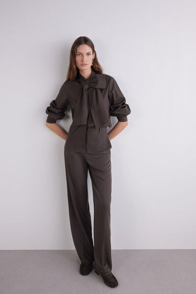 Cotton shirt with bow