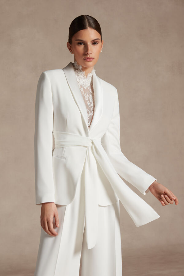 Crêpe Blazer with Bow