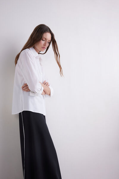 Camicia in cotone con nastro in vita