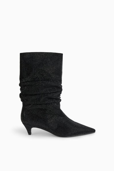 Botte souple &agrave; mi-mollet en su&egrave;de et strass