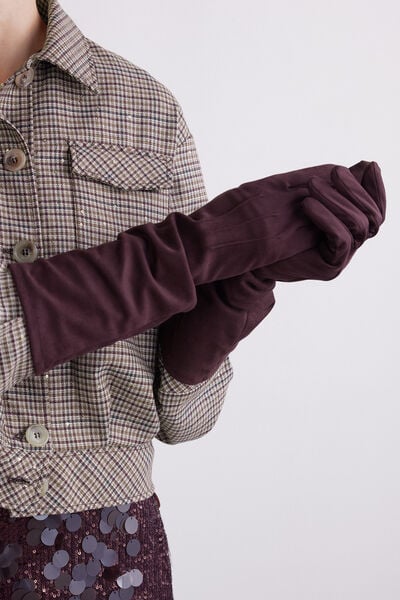 Lange Handschuhe in Veloursleder-Optik
