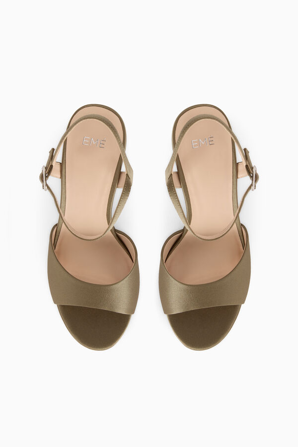 Sandale Compens&eacute;e en Satin