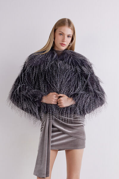 Oversized Long-Pile Faux Fur Jacket