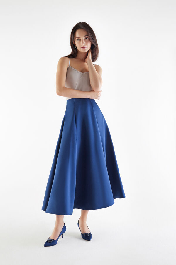Jupe midi en satin