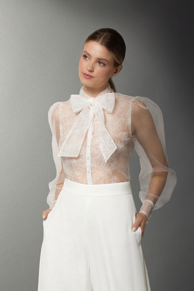 Camicia in organza con fiocco