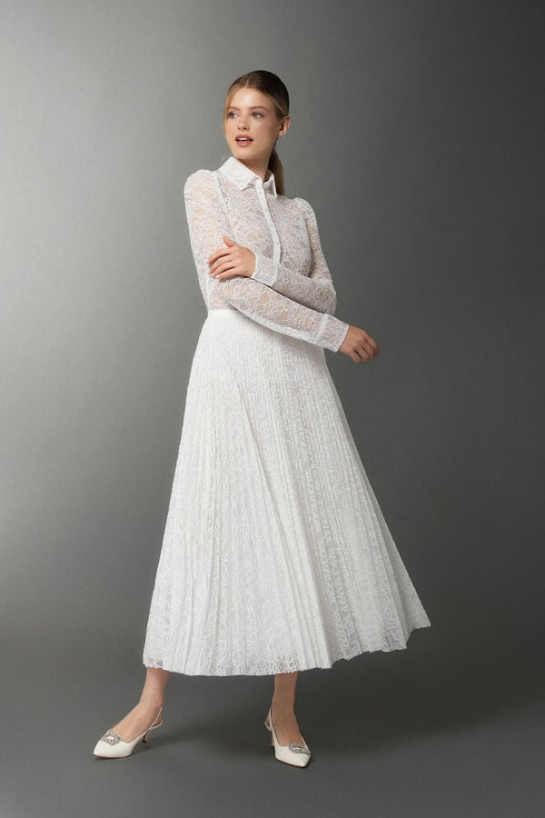 Jupe plissée en dentelle