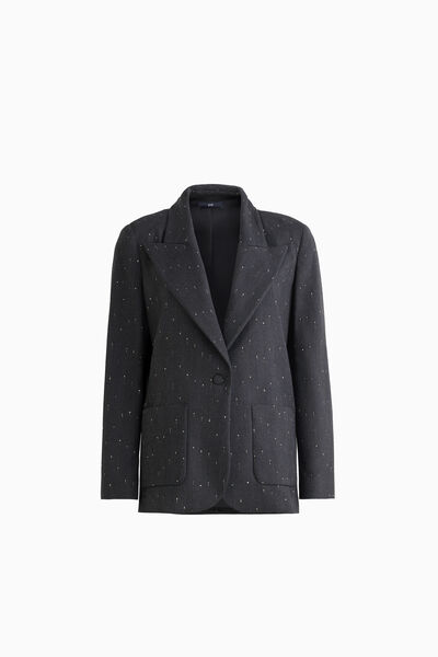 Lurex Pinstripe Flannel Oversized Jacket