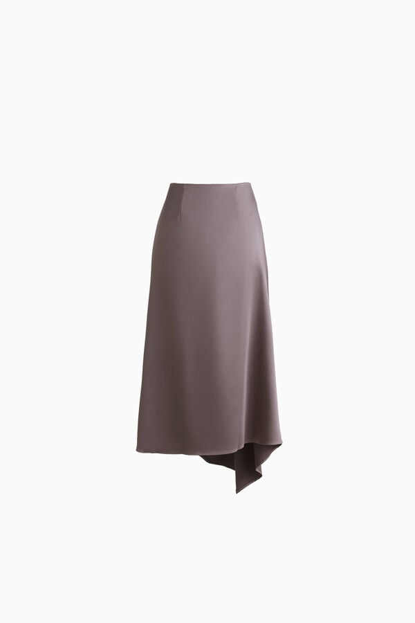 Asymmetrischer Midirock aus Satin