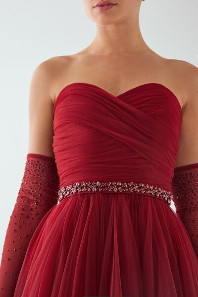 Embroidered satin Belt