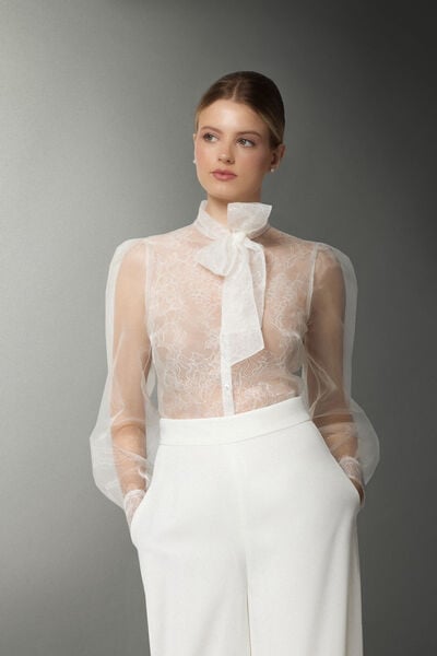 Camicia in organza con fiocco