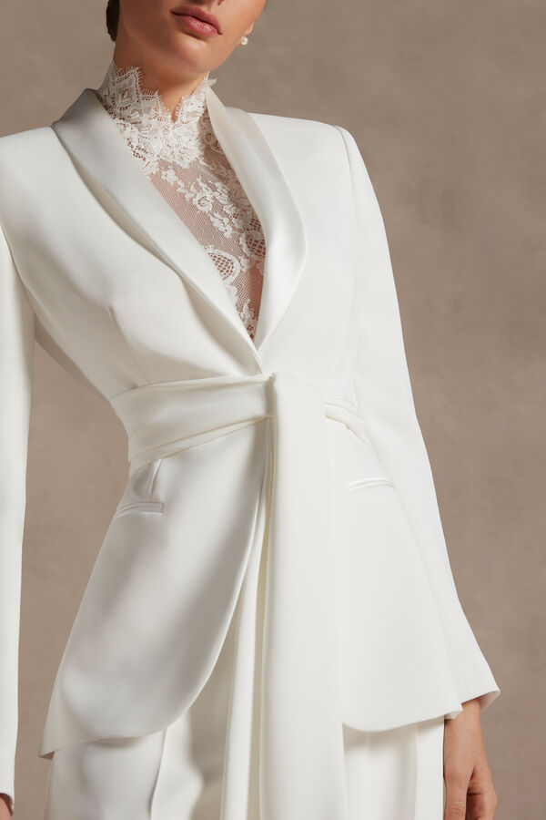 Crêpe Blazer with Bow