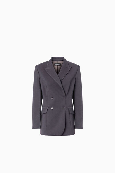 Zweireihige Twill-Jacke im Oversized-Look