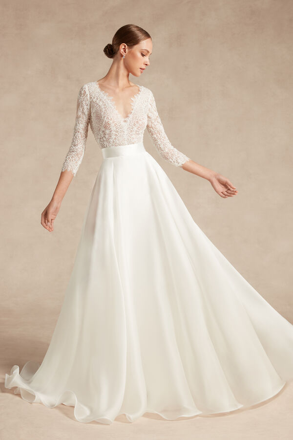 Body in pizzo con manica 3/4