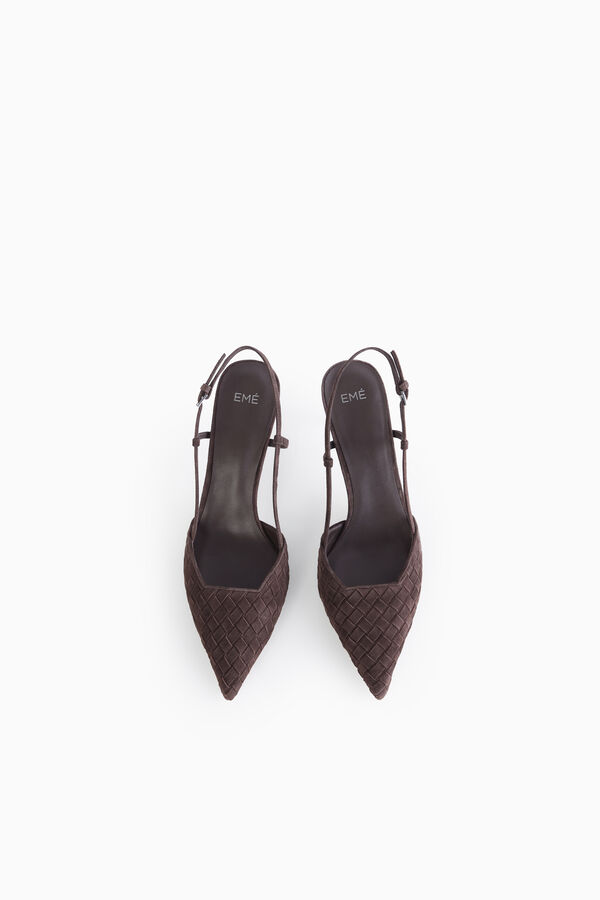 Slingback en cuir tress&eacute;