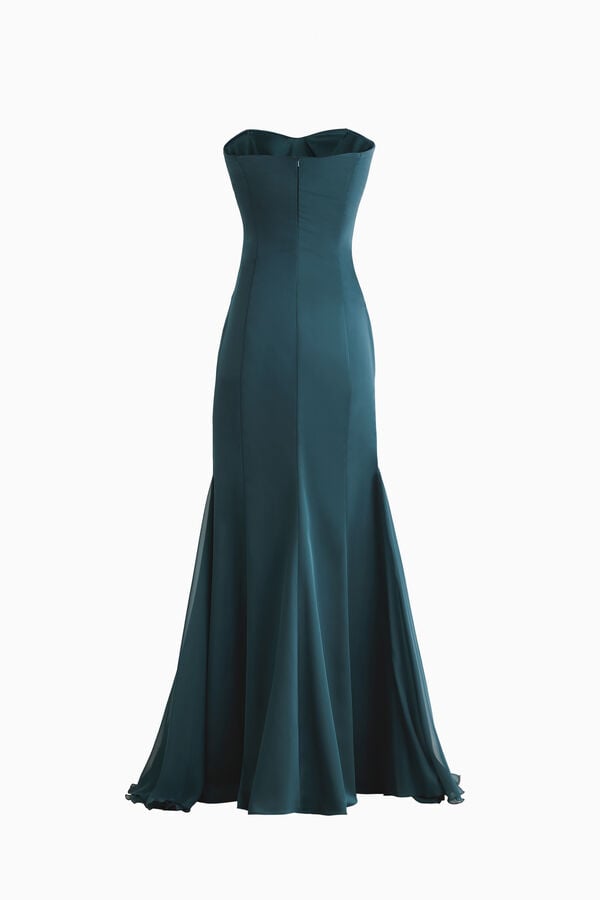 Vestido comprido sereia em crepe