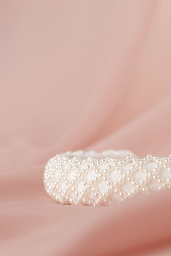 Cerchietto ricamato con perle