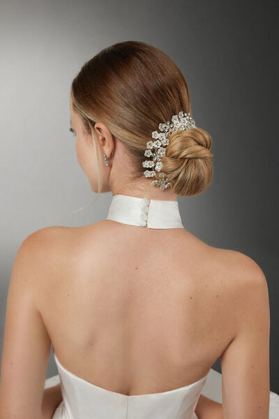 Fermaglio con fiori e strass
