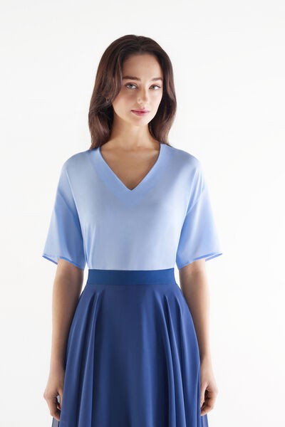 T-shirt con scollo a V in seta
