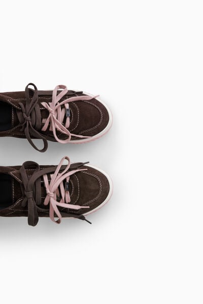 Suede sneakers with contrast stitching