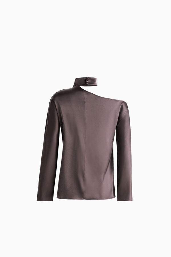 Schulterfreie Bluse mit Stehkragen