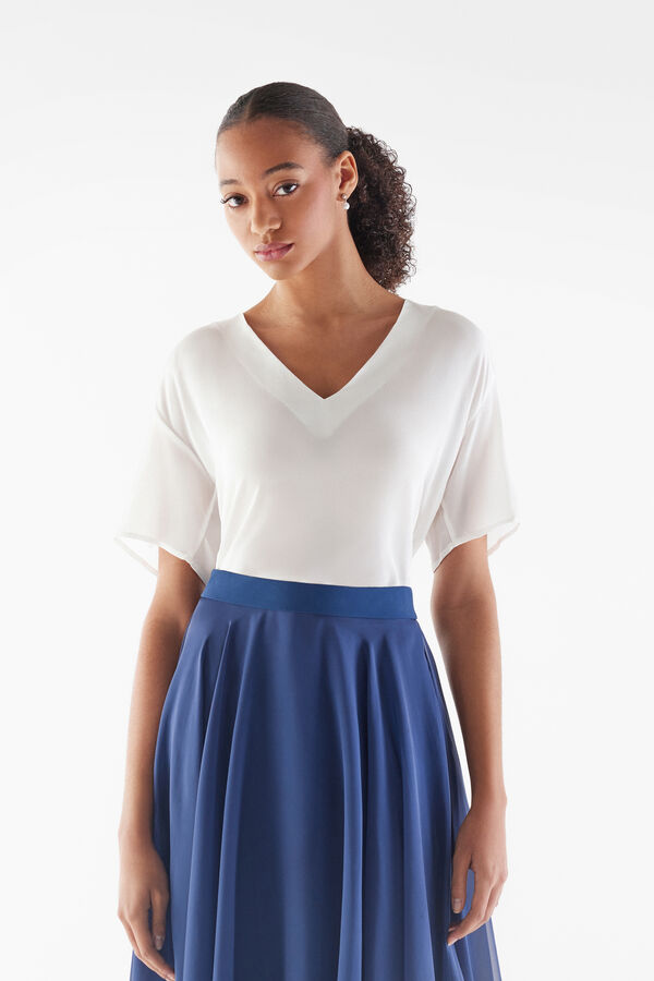 Silk V-neck T-shirt