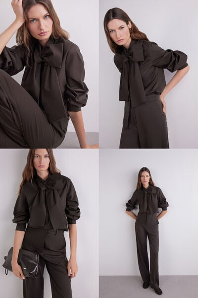 Cotton shirt with bow