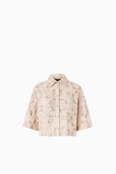 Embroidered cropped shirt