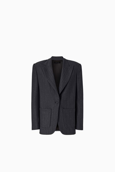Lurex Pinstripe Flannel Oversized Jacket