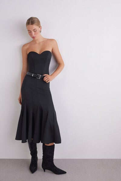 Crepe midi skirt
