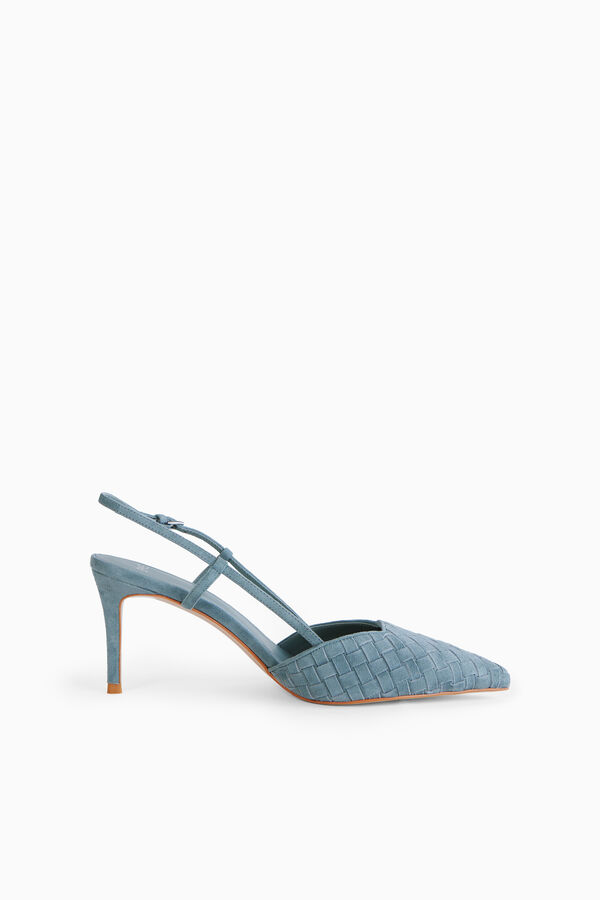 Slingback em couro tran&ccedil;ado