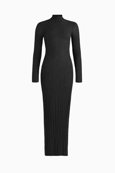 Robe longue en maille lam&eacute;e