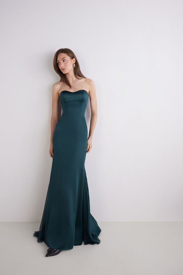 Vestido comprido sereia em crepe