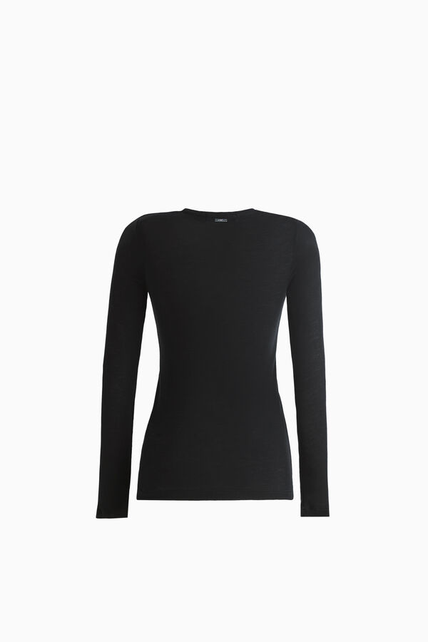 Langarmshirt aus Merinowolle mit Rundhalsausschnitt
